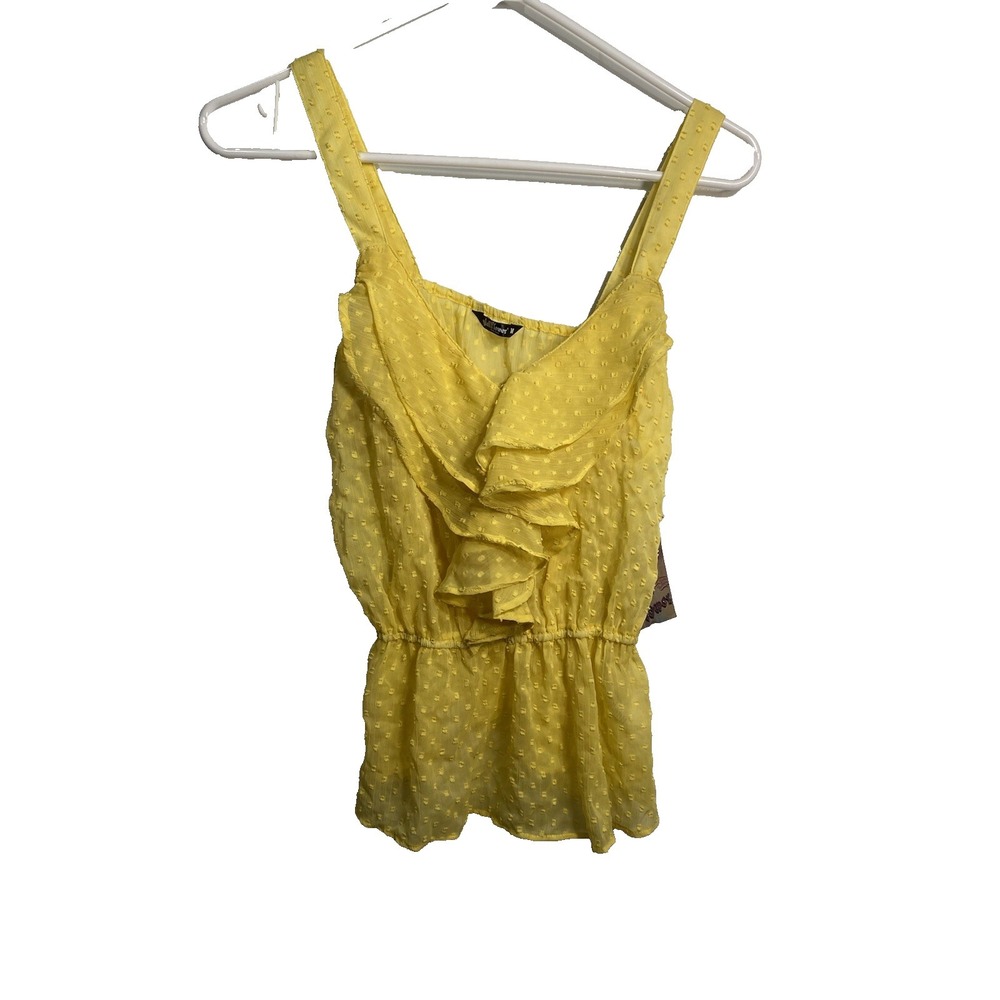 wall flower juniors yellow tank top‎ shirt size medium